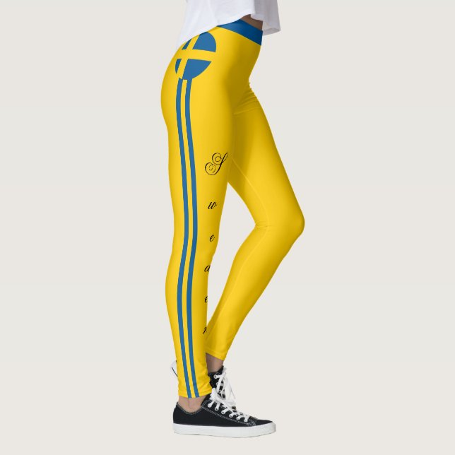 Sverige och svenska Flagga, mode, resa/sportfantas Leggings (Höger)