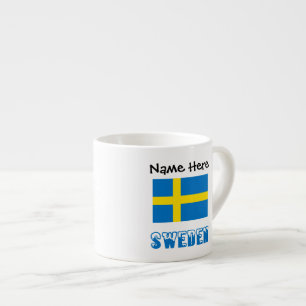 Sverige och svenskt Flagga med ditt namn Espressomugg