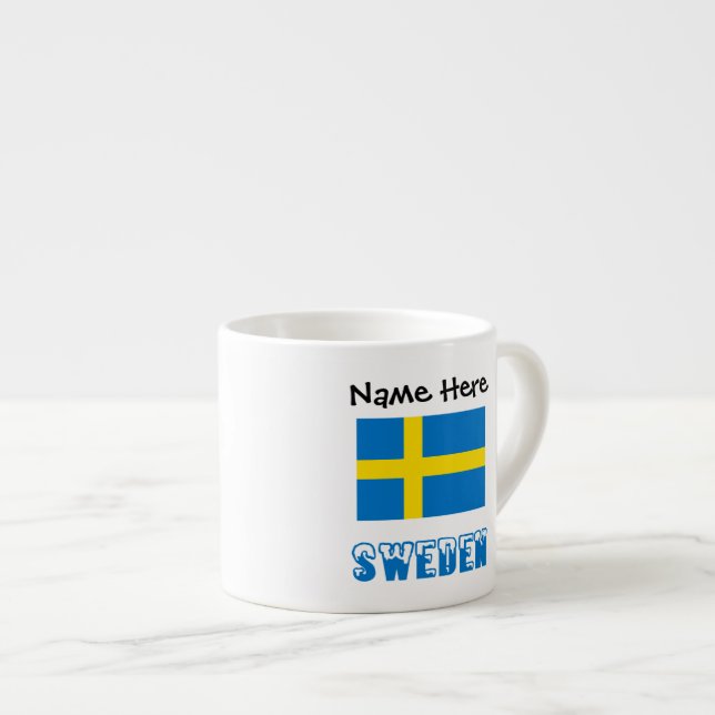 Sverige och svenskt Flagga med ditt namn Espressomugg (Framsida höger)