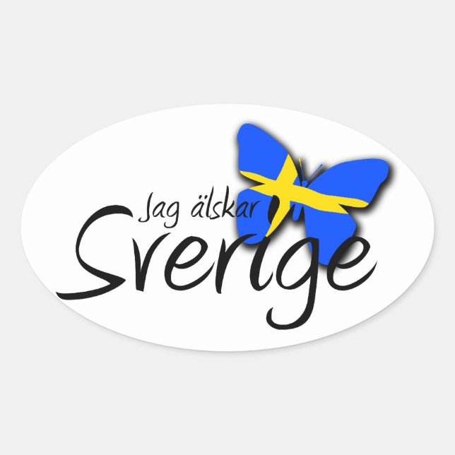Sverige Ovalt Klistermärke (Framsida)