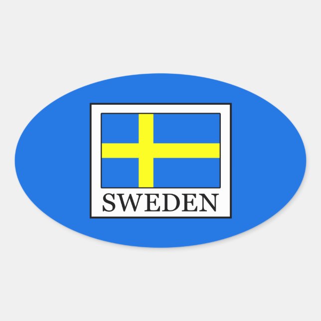 Sverige Ovalt Klistermärke (Framsida)