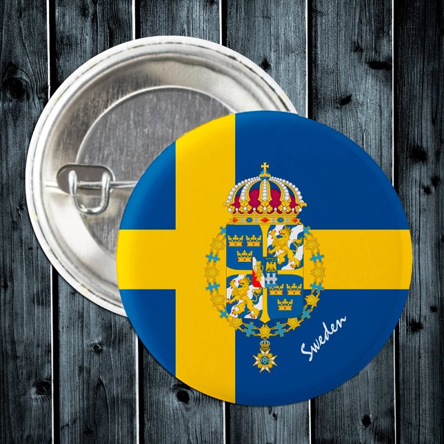 Sverige, patriotisk svensk Flagga, Emblem Knapp (Skapare uppladdad)