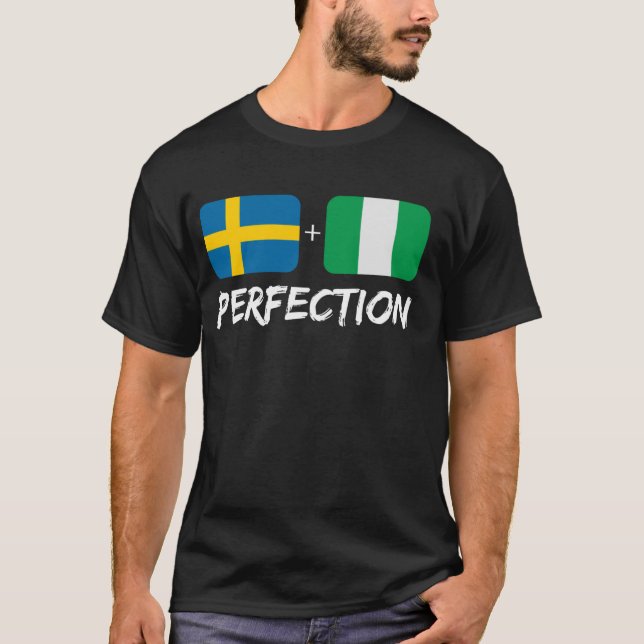 Sverige plus nigeriansk Flagga för konstgjord andn T Shirt (Framsida)