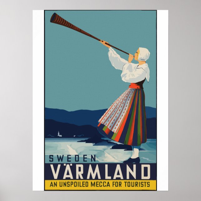 SVERIGE - POSTER VINTAGE RESOR (Framsidan)