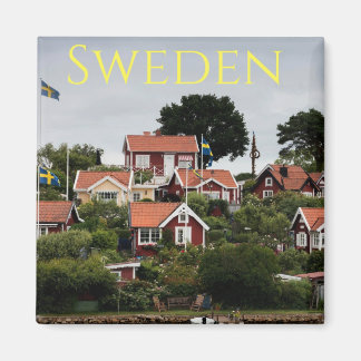 Sverige Red Houses Souvenir Magnet