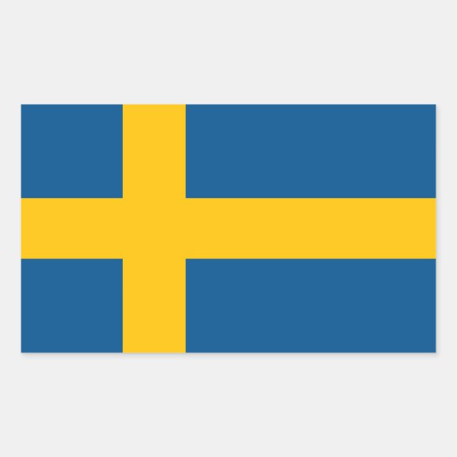 Sverige Rektangulärt Klistermärke (Framsida)