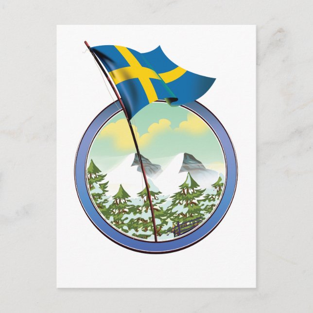 Sverige retro logotyp vykort (Framsida)
