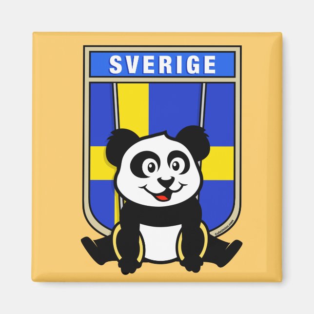 Sverige Ringar Panda Magnet (Framsidan)