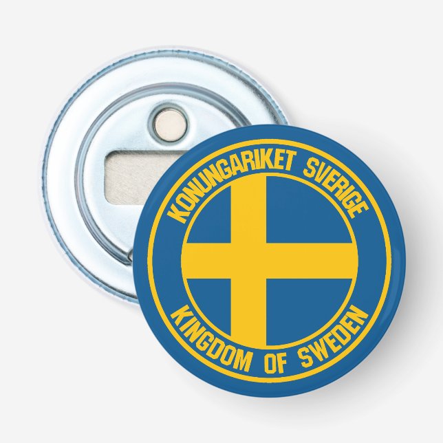 Sverige Round Emblem Flasköppnare (Framsidan)