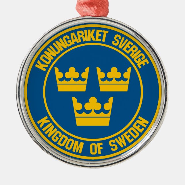 Sverige Round Emblem Julgransprydnad Metall (Framsidan)