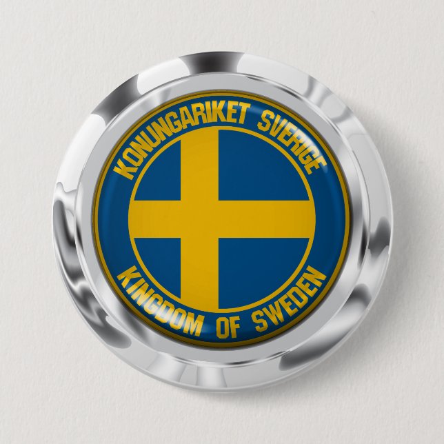 Sverige Round Emblem Knapp (Framsida)