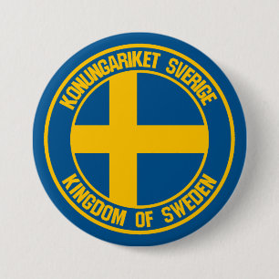 Sverige Round Emblem Knapp