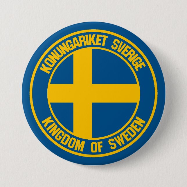 Sverige Round Emblem Knapp (Framsida)