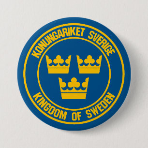 Sverige Round Emblem Knapp