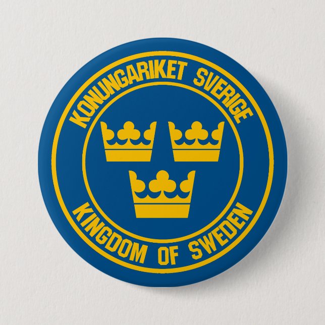 Sverige Round Emblem Knapp (Framsida)