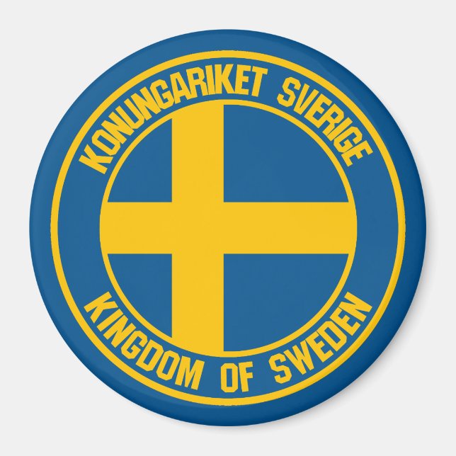Sverige Round Emblem Magnet (Framsidan)