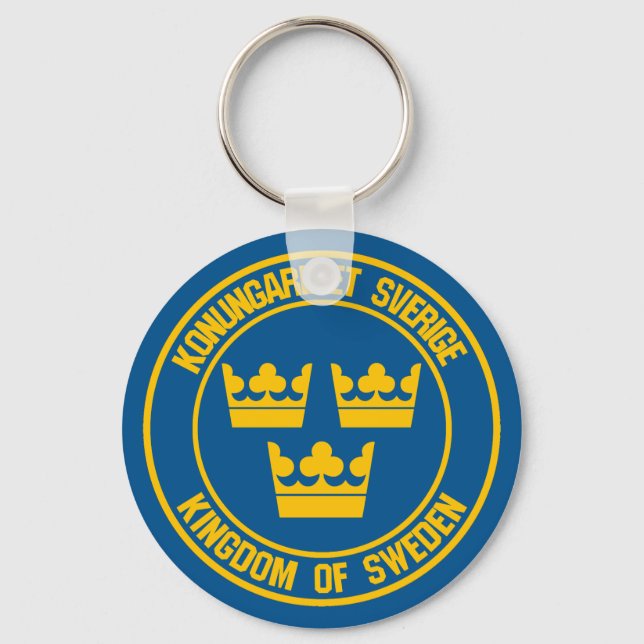 Sverige Round Emblem Nyckelring (Framsida)