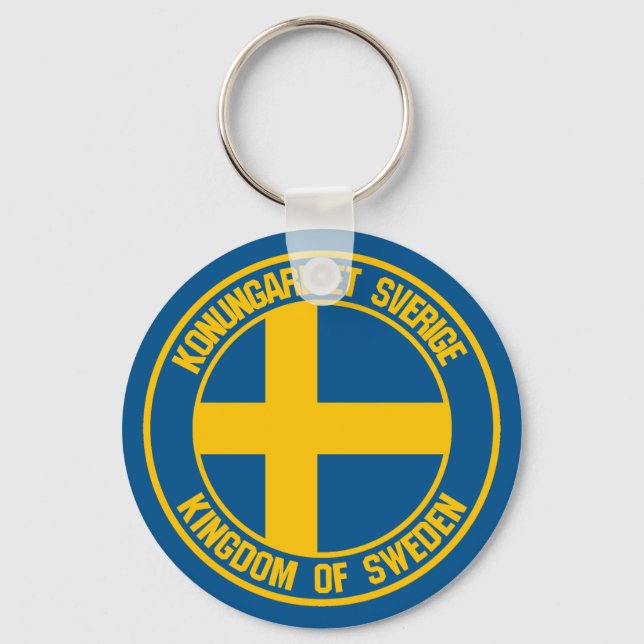 Sverige Round Emblem Nyckelring (Framsida)