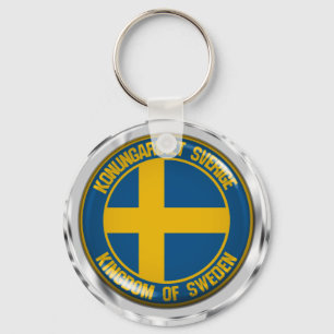 Sverige Round Emblem Nyckelring