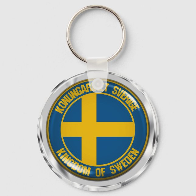 Sverige Round Emblem Nyckelring (Framsida)