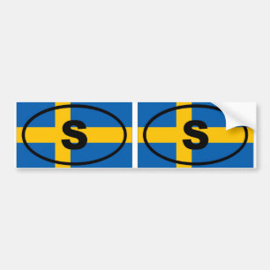 Sverige S Europeisk oval Bildekal