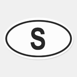 Sverige "S ", Ovalt Klistermärke