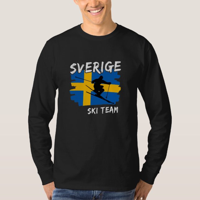 Sverige Skida  T-Shirt (Framsida)