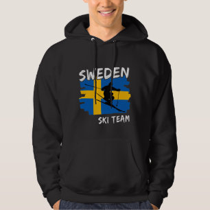 Sverige skidåkning hoodie