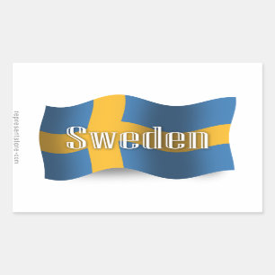 Sverige som vinkar flagga rektangulärt klistermärke