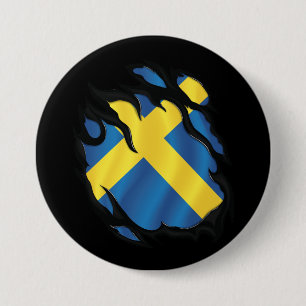 Sverige Sönderriven Flagga Knapp