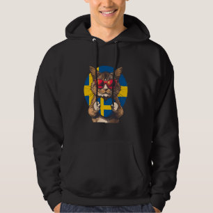 Sverige Söt Katt Sverige Hjärta Svensk Flagga Sven Hoodie