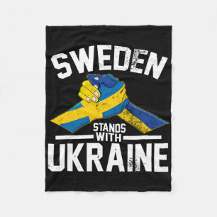 Sverige Står Med Ukraina Ukrainsk Svensk Flagga Fleecefilt