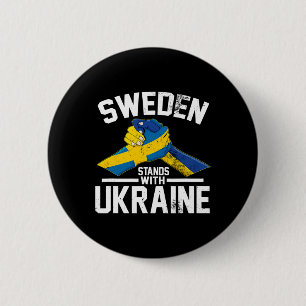 Sverige Står Med Ukraina Ukrainsk Svensk Flagga Knapp
