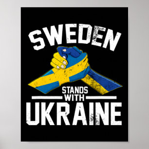 Sverige Står Med Ukraina Ukrainsk Svensk Flagga Poster