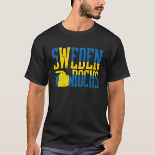 Sverige Sten Curling Stone svensk Flagga T Shirt