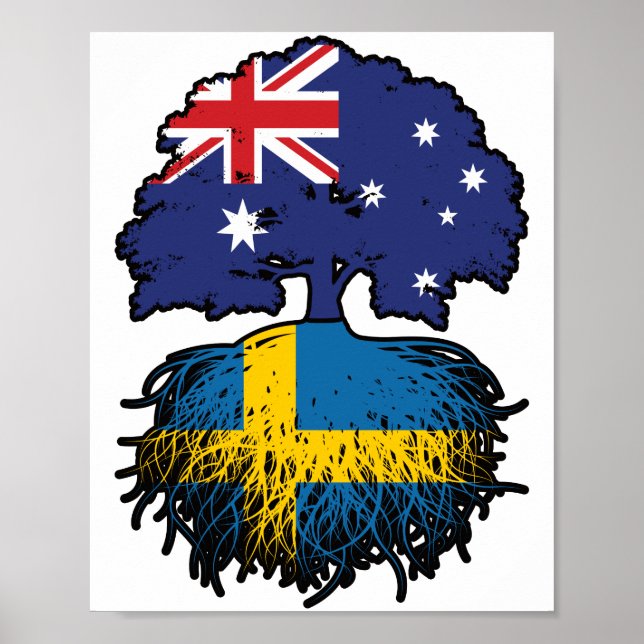 Sverige Svenska Australien Träd Roots Poster (Framsidan)