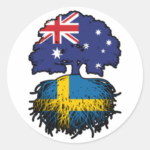 Sverige Svenska Australien Träd Roots Runt Klistermärke