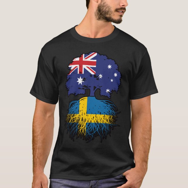 Sverige Svenska Australien Träd Roots T Shirt (Framsida)