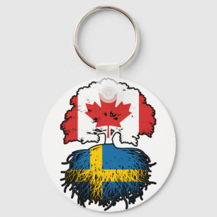 Sverige Svenska Canadian Träd Roots Flagga Nyckelring