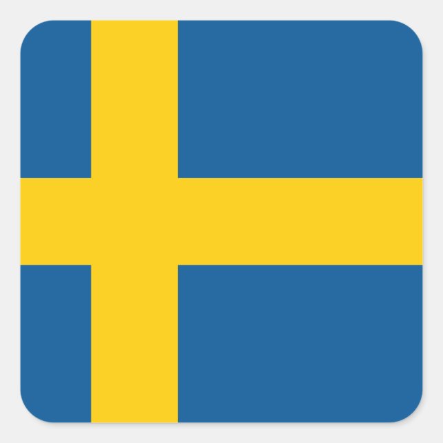 Sverige (svenska) Flagga Fyrkantigt Klistermärke (Framsida)