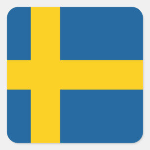 Sverige (svenska) Flagga Fyrkantigt Klistermärke