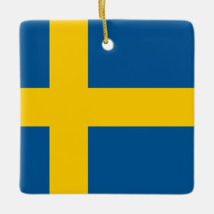 Sverige (svenska) Flagga Julgransprydnad Keramik