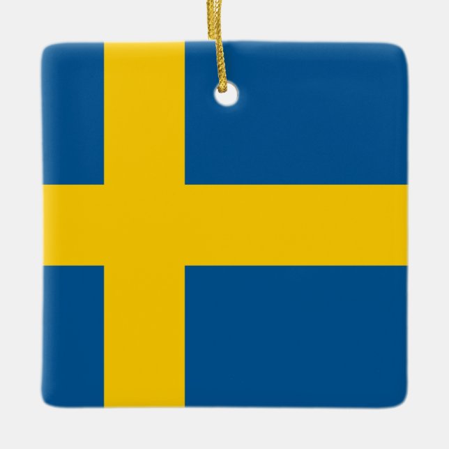 Sverige (svenska) Flagga Julgransprydnad Keramik (Framsida)