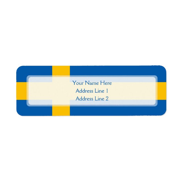 Sverige - Svenska Flagga Returadress Etikett (Framsidan)