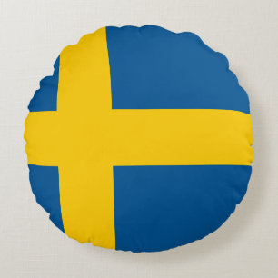 Sverige (svenska) Flagga Rund Kudde