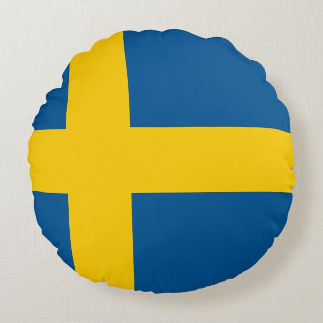 Sverige (svenska) Flagga Rund Kudde (Framsidan)