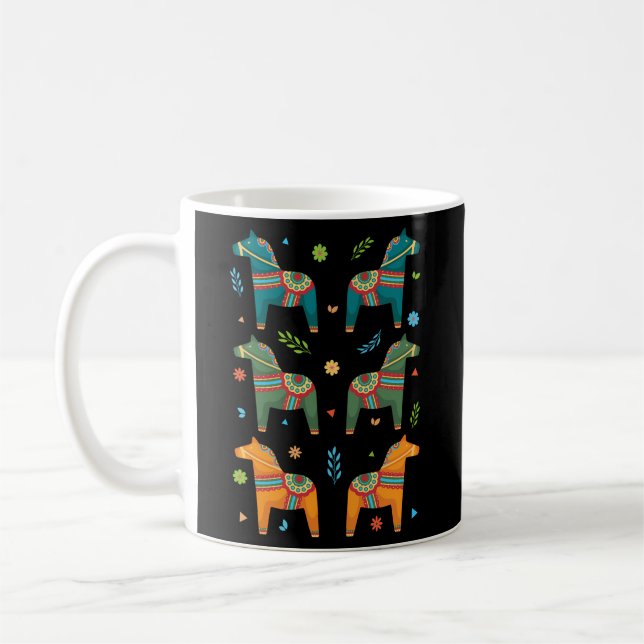 Sverige Svenska Flagga Scandinavian Dala Horse Kaffemugg (Vänster)