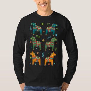Sverige Svenska Flagga Scandinavian Dala Horse T Shirt