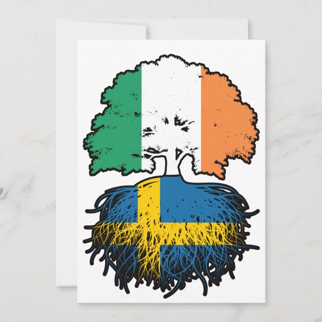 Sverige Svenska Irish Ireland Träd Roots Flagga Inbjudningar (Framsida)