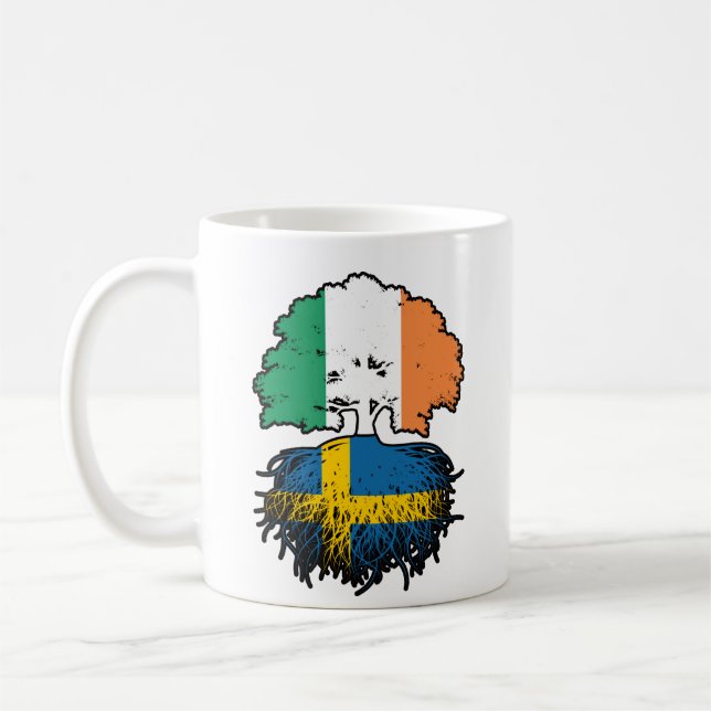 Sverige Svenska Irish Ireland Träd Roots Flagga Kaffemugg (Vänster)